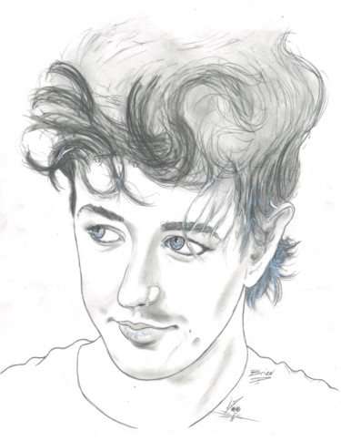 Drawing titled "Brian Setzer" by John Creekmore, Original Artwork, Pencil