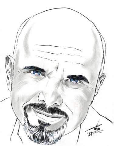 Drawing titled "Joe Pantoliano" by John Creekmore, Original Artwork, Ink