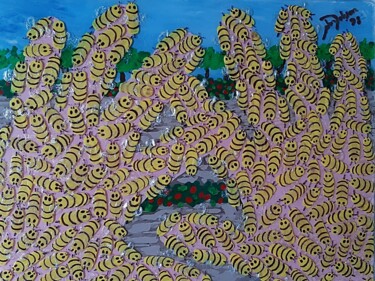 Painting titled "Message Of The Bees" by John Dobson, Original Artwork, Acrylic