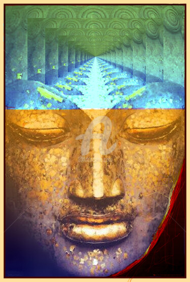 Arts numériques intitulée "Le Bouddha" par J.Jokko, Œuvre d'art originale, Peinture numérique