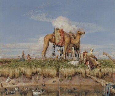 Pintura intitulada "Sur les rives du Ni…" por John Frederick Lewis, Obras de arte originais, Óleo