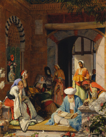 Pittura intitolato "Et la prière de la…" da John Frederick Lewis, Opera d'arte originale, Olio