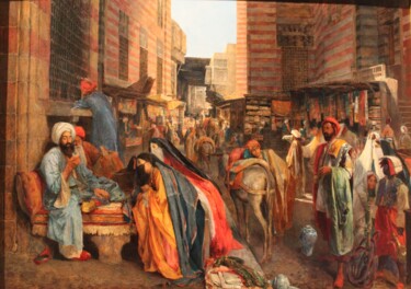 Malarstwo zatytułowany „La Rue et la mosqué…” autorstwa John Frederick Lewis, Oryginalna praca, Olej