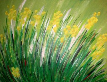 Painting titled "Fleurs jaunes" by John Gormsen, Original Artwork