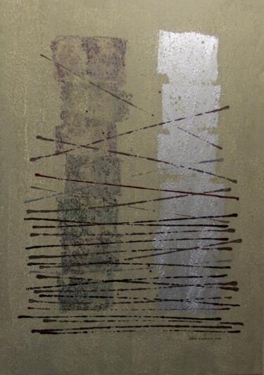 Pintura intitulada "Stripped silver Pil…" por John Gormsen, Obras de arte originais, Óleo