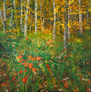 Peinture intitulée "Silver Birches" par John Hancock, Œuvre d'art originale, Huile