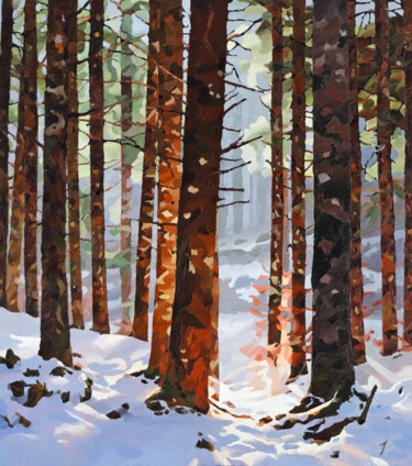 Malerei mit dem Titel "Winterwood" von John Hancock, Original-Kunstwerk, Öl