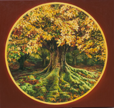 绘画 标题为“Ancient and sacred” 由John Hancock, 原创艺术品, 油 安装在木质担架架上