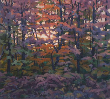 Peinture intitulée "Sunrise over ferns" par John Hancock, Œuvre d'art originale, Huile