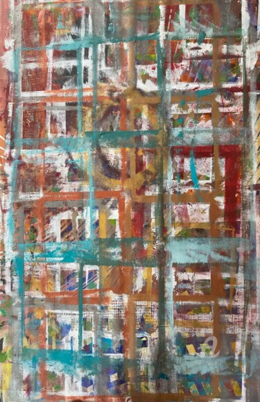 Painting titled "Turquoise Crystals" by John Long, Original Artwork, Acrylic