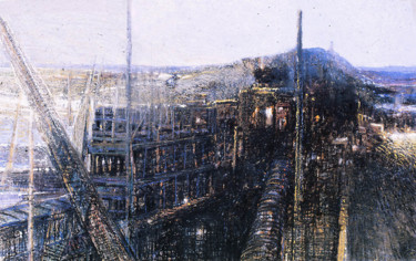 Pittura intitolato "Chantier abandonné" da Le Moigne, Opera d'arte originale, Acquarello Montato su Cartone