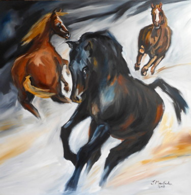 Painting titled "Wild Horses" by John Macfarlan, Original Artwork, Oil