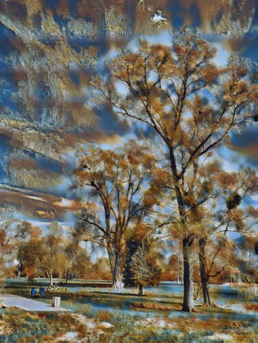 Arte digitale intitolato "the big trees - Les…" da John Mailly, Opera d'arte originale, Lavoro digitale 2D