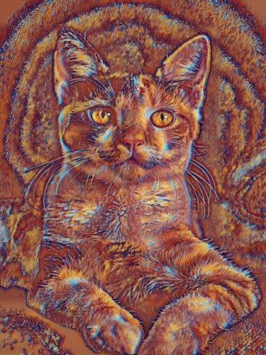 Digitale Kunst getiteld "Chat tigré" door John Mailly, Origineel Kunstwerk, 2D Digital Work