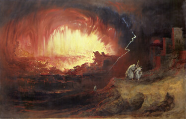 「La destruction de S…」というタイトルの絵画 John Martinによって, オリジナルのアートワーク, オイル