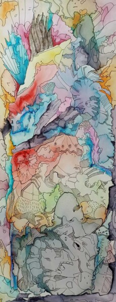 Peinture intitulée "Life in technicolor" par John Philip Warman, Œuvre d'art originale, Aquarelle