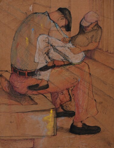 「Time Passes」というタイトルの描画 John Powellによって, オリジナルのアートワーク, インク
