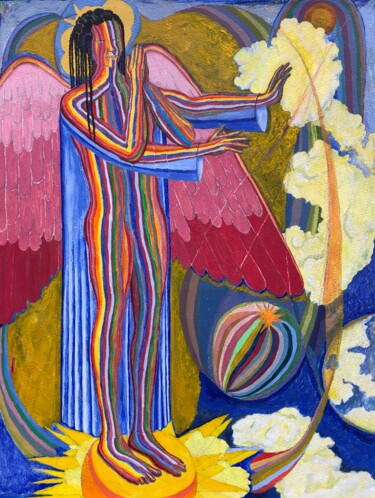 Картина под названием "Angel standing at t…" - John Powell, Подлинное произведение искусства, Акрил