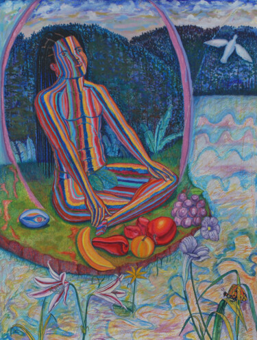Peinture intitulée "Adam in the Garden…" par John Powell, Œuvre d'art originale, Acrylique