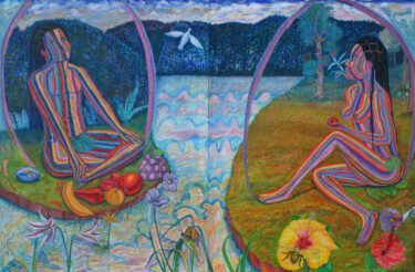 Peinture intitulée "Adam and Eve" par John Powell, Œuvre d'art originale, Acrylique