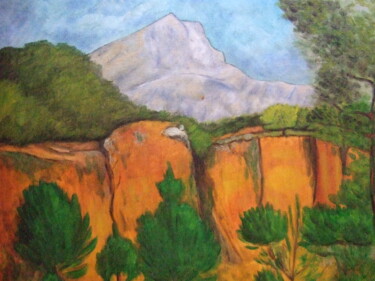 Картина под названием "La montagne Sainte-…" - John Regnier, Подлинное произведение искусства, Масло Установлен на Деревянна…