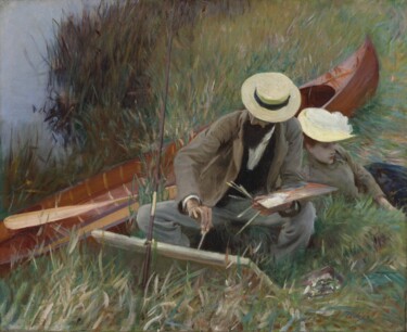 Malerei mit dem Titel "Paul Helleu dessine…" von John Singer Sargent, Original-Kunstwerk, Öl