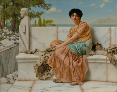 Pintura intitulada "Rêverie (Au temps d…" por John William Godward, Obras de arte originais, Óleo