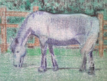 Rysunek zatytułowany „Grazing Horse ( pas…” autorstwa John Ewen, Oryginalna praca, Pastel