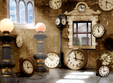 The Clock Room Fotografie mit dem Titel "The Clock Room" von John Manno, Original-Kunstwerk, Digitale Fotografie