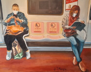 Schilderij getiteld "Metro 4" door Mc Kenzie, Origineel Kunstwerk, Olie