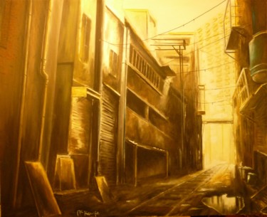 Peinture intitulée "Rue d'usine" par Mc Kenzie, Œuvre d'art originale, Huile
