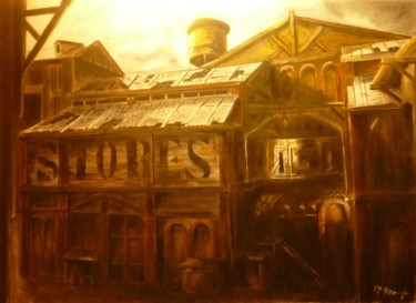 Картина под названием "bier shop" - Mc Kenzie, Подлинное произведение искусства, Масло