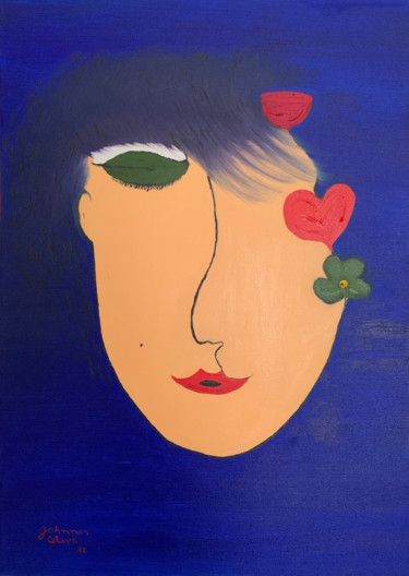 Painting titled "Madame Dinah" by Johnnas Oliva, Original Artwork, Oil Mounted on Wood Panel