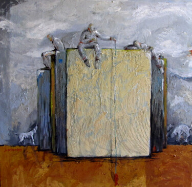 Painting titled "Block A" by Johnny Semaan, Original Artwork, Oil