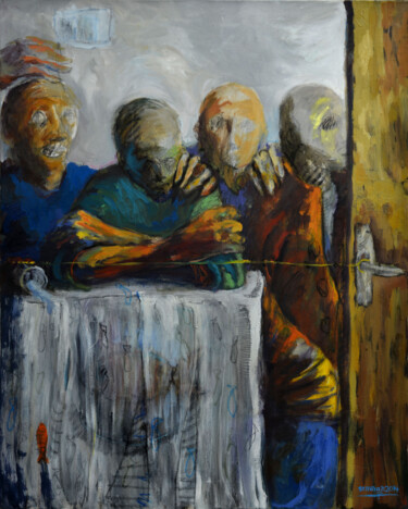 Pittura intitolato "Behind the door" da Johnny Semaan, Opera d'arte originale, Acrilico