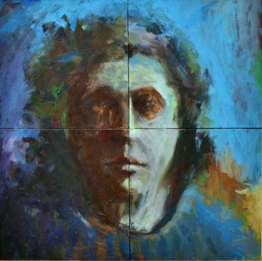 Pittura intitolato "A blue face" da Johnny Semaan, Opera d'arte originale, Acrilico