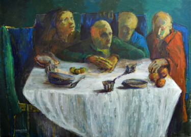 Painting titled "Supper" by Johnny Semaan, Original Artwork, Oil