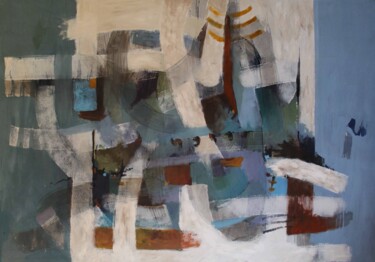 Картина под названием "Composition Blue" - Johnny Semaan, Подлинное произведение искусства, Акрил