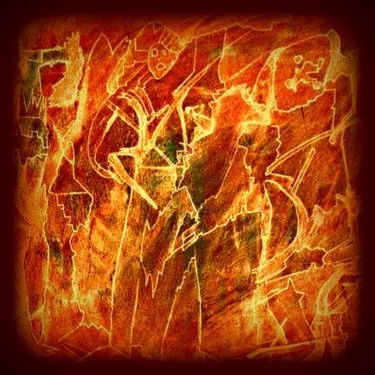 Painting titled "fire-gods.jpg" by Johnny Vex, Original Artwork, Acrylic