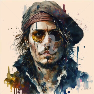 Digitale Kunst getiteld "Johnny Depp / Johnn…" door Aloe Ai, Origineel Kunstwerk, AI gegenereerde afbeelding