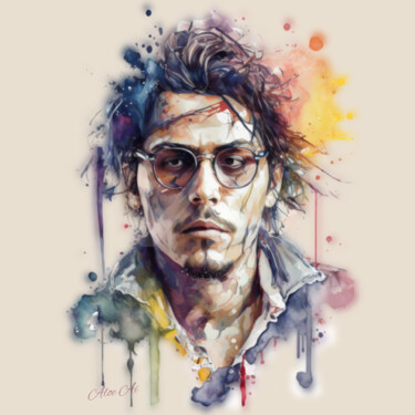 Arts numériques intitulée "JOHNNY DEPP / JONNY…" par Aloe Ai, Œuvre d'art originale, Peinture numérique