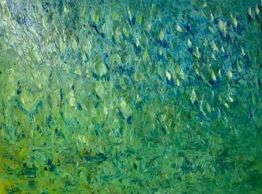 Painting titled "SHADES OF GREEN" by John O’Sullivan, Original Artwork, Oil Mounted on Wood Panel