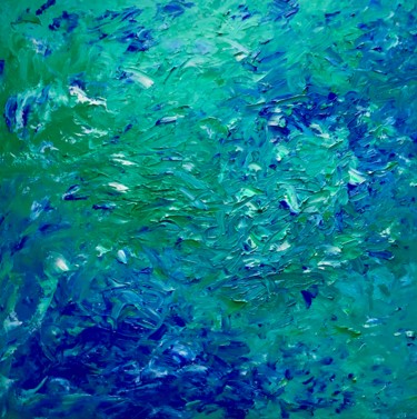 Painting titled "Movement in Blue" by John O’Sullivan, Original Artwork, Oil Mounted on Wood Stretcher frame