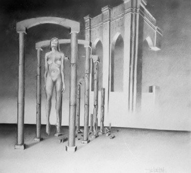 Desenho intitulada "LE REVE ACCOMPLI" por John Rothschild, Obras de arte originais, Lápis