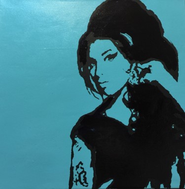 Malerei mit dem Titel "Amy Winehouse" von John Von Brown, Original-Kunstwerk, Acryl