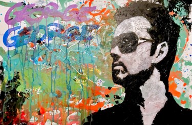 Malerei mit dem Titel "George Michael" von John Von Brown, Original-Kunstwerk, Acryl