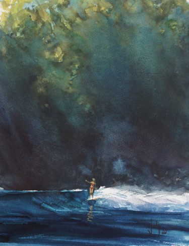 Pittura intitolato "Ambre" da Johny Vieira, Opera d'arte originale, Acquarello
