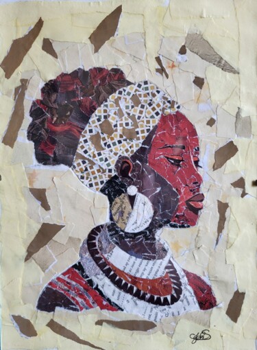 Коллажи под названием "Africaine" - Johs, Подлинное произведение искусства, Коллажи