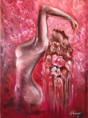 Ζωγραφική με τίτλο "Красный" από Natalie Cug, Αυθεντικά έργα τέχνης, Λάδι