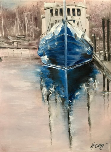 Painting titled "Зима" by Natalie Cug, Original Artwork, Oil